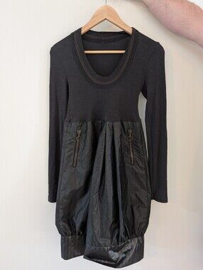 RARE Cop Copine Grey/Black Larson Bubble Hem Dress With Exposed Zipper Pockets
